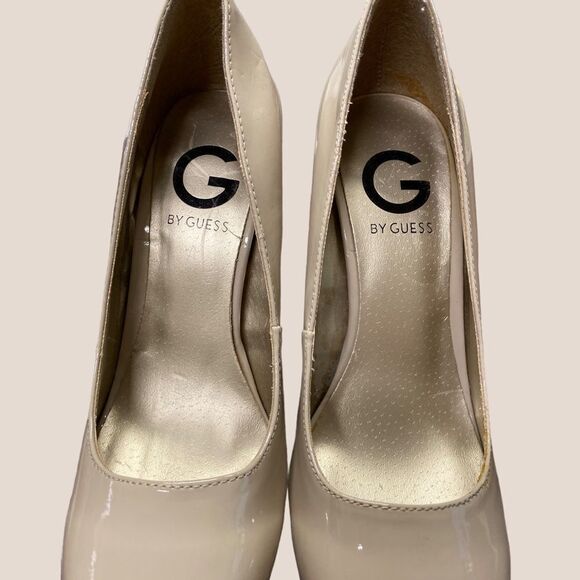 Guess Beige Patent Platform Heels 6 - Picture 3 of 6